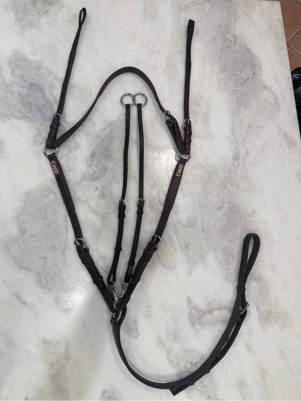CWD Bridge Breastplate Size 3 Horse/Full w/ Running Martingale Brown